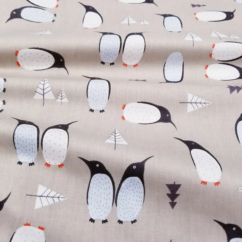 50x40cm Grey Penguin Cotton Twill fabric DIY sewing uphostery craft for Baby&Children Quilting Sheets Dress Material