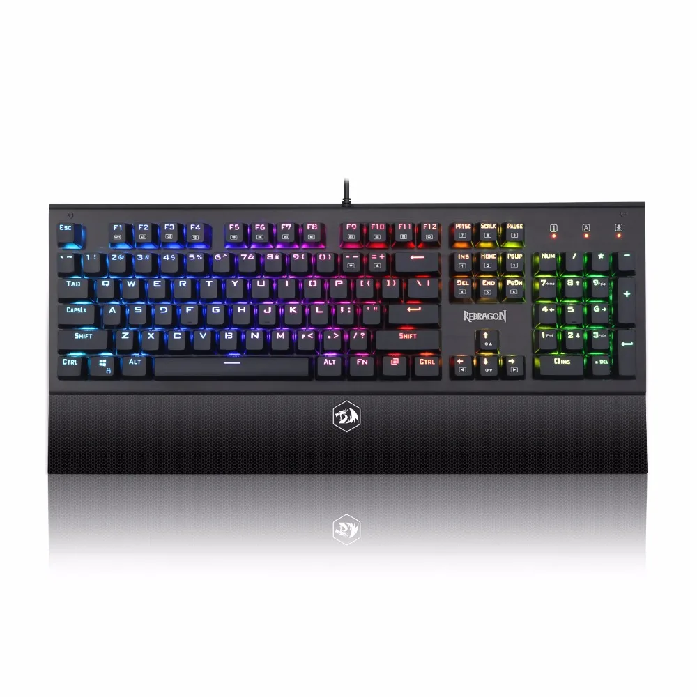 Superia Новое поступление Redragon K569 RGB светодиодный с подсветкой 104 клавиш механическая клавиатура с подставкой для запястья синие переключатели игровая клавиатура