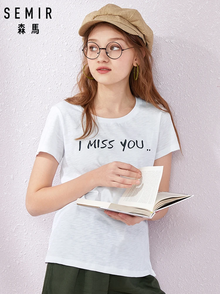 SEMIR 2019 модная женская футболка с крутым принтом белые хлопковые женские футболки