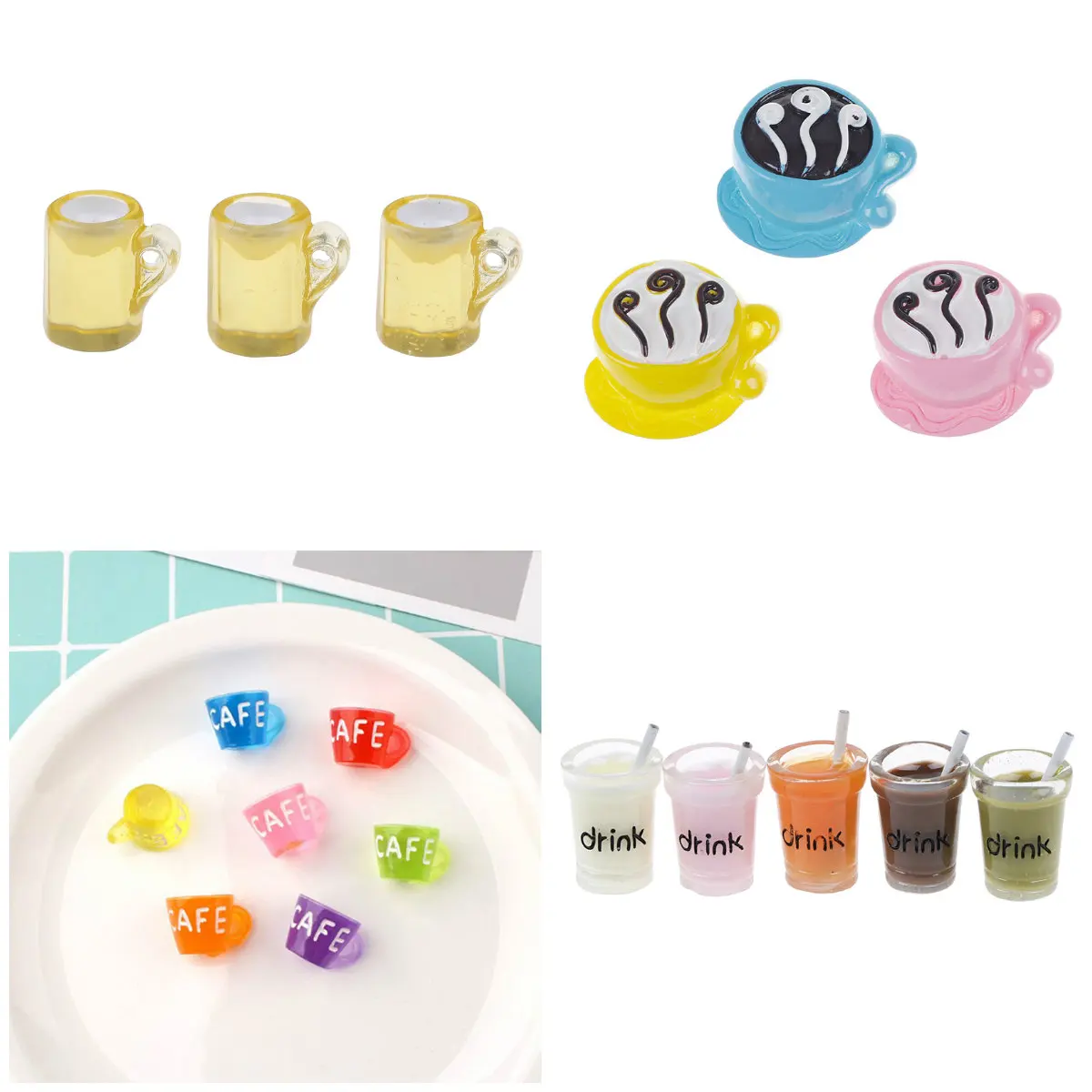 

1set Kitchen Room Food Beer Drink Resin Cup Random Color For Kids DIY Miniature Doll House Coffee Cup Dolls Accessories