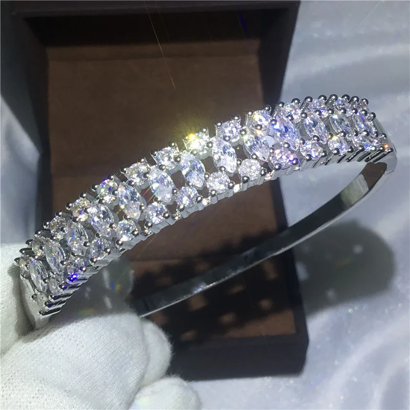 Женский сверкающий браслет из фианита Ааааа с белым золотом|bangles for women|gold filled