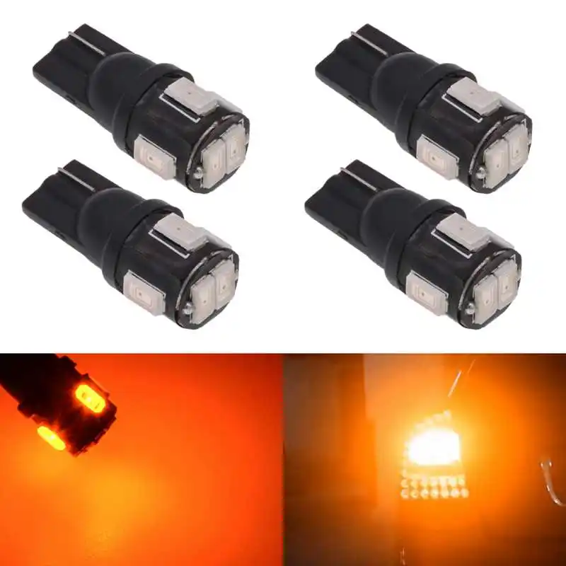 4 Piece Katur T10 оранжевый W5W светодиодный фонарь для внутренней карты багажника, грузовой фонарь, угловой боковой маркер, светодиодный фонарь T10 желтый/янтарный - Испускаемый цвет: 4 Piece