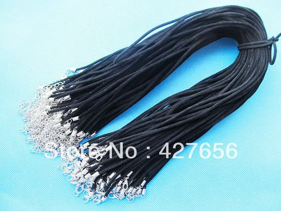 Шнуры из черного бархата 18 дюймов 2 мм для колье, цепочка-удлинитель 1,8 дюйма, застежка-карабин 12x7 мм, аксессуар для рукоделия