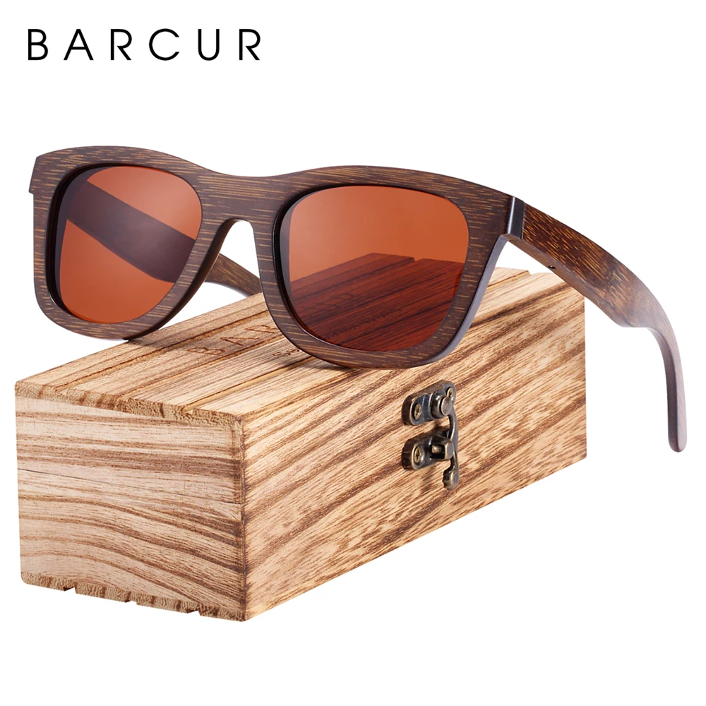 Солнечные очки BARCUR в деревянной оправе для мужчин и женщин, поляризацион...