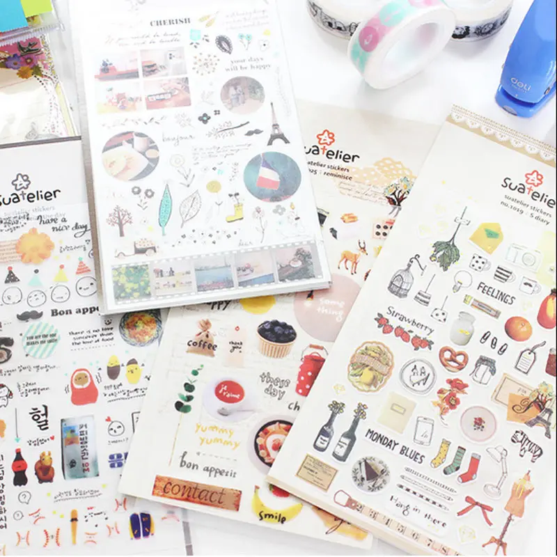 

Sticker DIY Planner Sticker Memories & Diary &Dear &Coffee Style 1 sheets Sticker