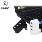 Sovawin компьютерный мини USB 2,0 концентратор Высокоскоростной 3 USB порта сплиттер адаптер для ПК ноутбука 180 градусов вращающийся ток защита