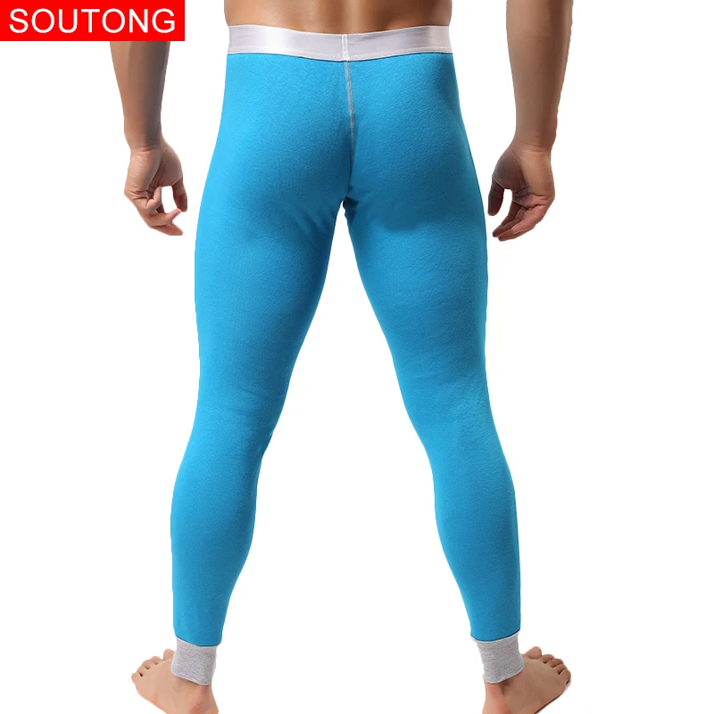 Теплое зимнее флисовое термобелье Soutong хлопковые мужские кальсоны толстые с