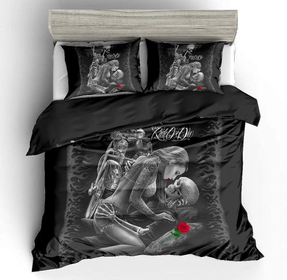 3D skull bedding Quilt Cover Bedding Set Pillowcase Duvet | Дом и сад