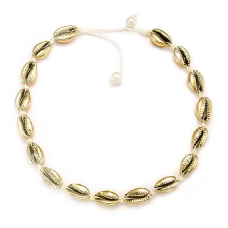 Best Lady Fashion Handmade White Rope Natural Seashell Choker Necklace Collar For Women Simple Classic Summer Beach Necklaces | Украшения и