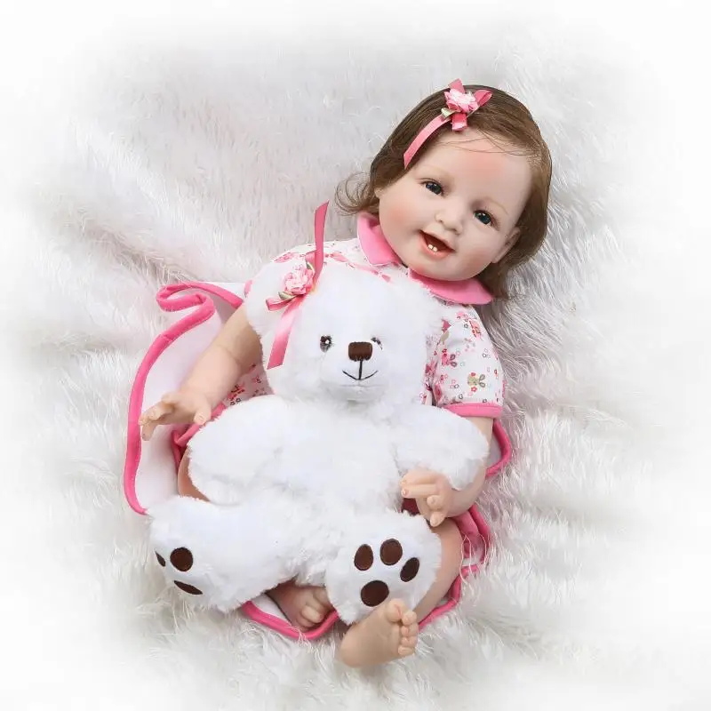 Реалистичные куклы Младенцы bebe reborn 22 дюйма 55 см мягкая улыбка реалистичные