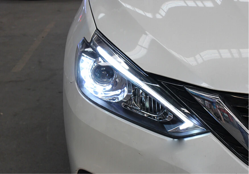 Автомобильные фары для Sylphy sentra год светодиодный DRL ходовые огни Биксеноновые Противотуманные фары ангельские глазки авто