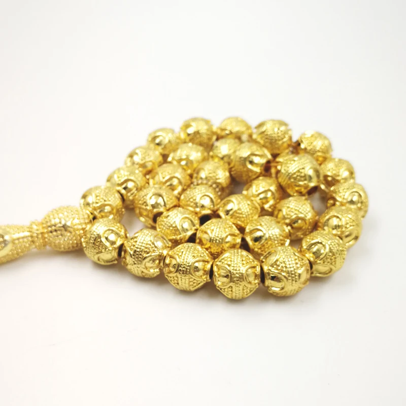 Фото Золотой Tasbih, профессиональный магазин misbaha, 33 молитвенные бусины, ранний браслет, исламский Яркий яркий браслет №3