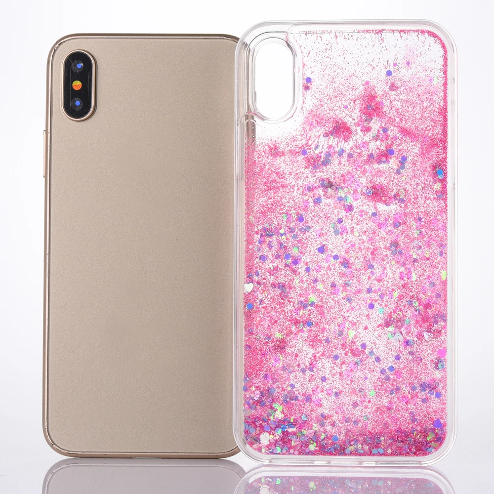 Жидкий жесткий пластиковый чехол с сердечком + мягкий из ТПУ для Iphone XS MAX XR X 8 7 6 6S