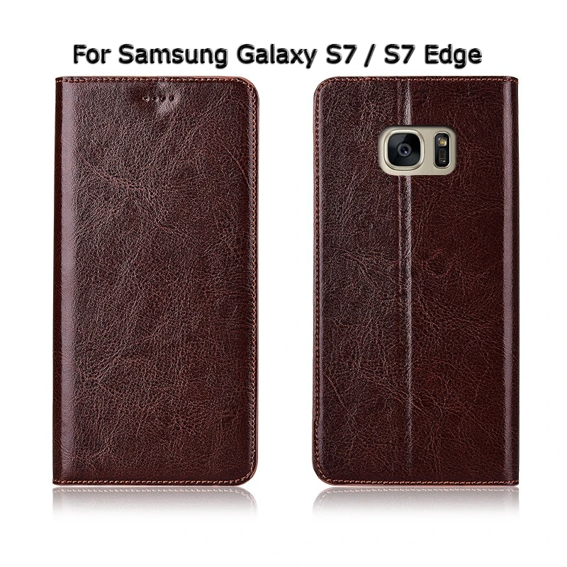 Чехол из натуральной коровьей кожи для samsung Galaxy S6 S7 S8 Edge Plus, Магнитный чехол с откидной крышкой и подставкой, ретро чехол для телефона