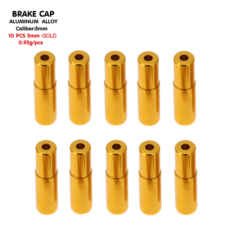 10pcs brake 5mm 10 шт. алюминиевый сплав MTB шоссейный велосипед тормозной кабель колпачок красочный кабель переключения передач велосипедный переключатель кабель наконечник крышки s 4 мм/5 мм - Цвет: 10pcs brake 5mm