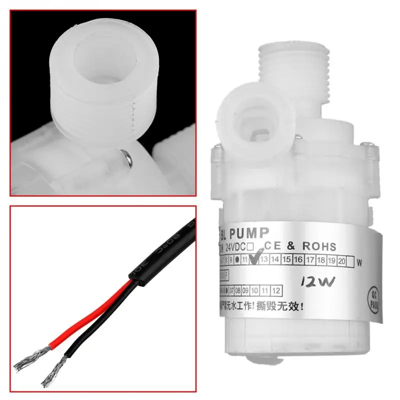 

DC 12V 12W Ultra Quiet Submersible Water Pump 3.5m Lift Head White Food Grade Brushless Submersible Water Pump