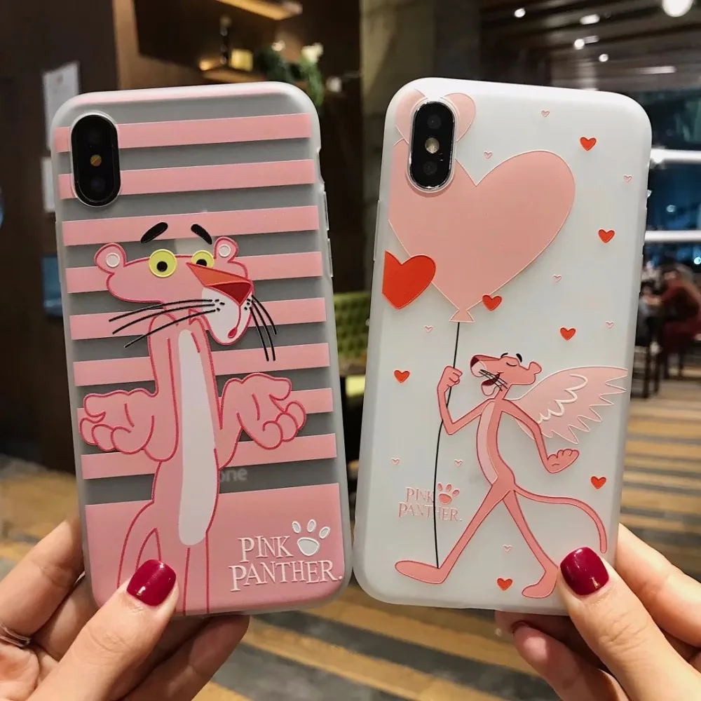 Чехол BUNA для iphone 7 карамельный цвет Розовая кошка корона пантера мягкий