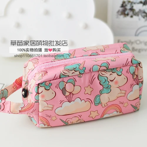 Мультяшный Единорог hello kitty My Melody Cinnamoroll pompomprin Duffy Stellalou косметичка хранение туалетных принадлежностей сумка для девочек косметичка - Цвет: Небесно-голубой