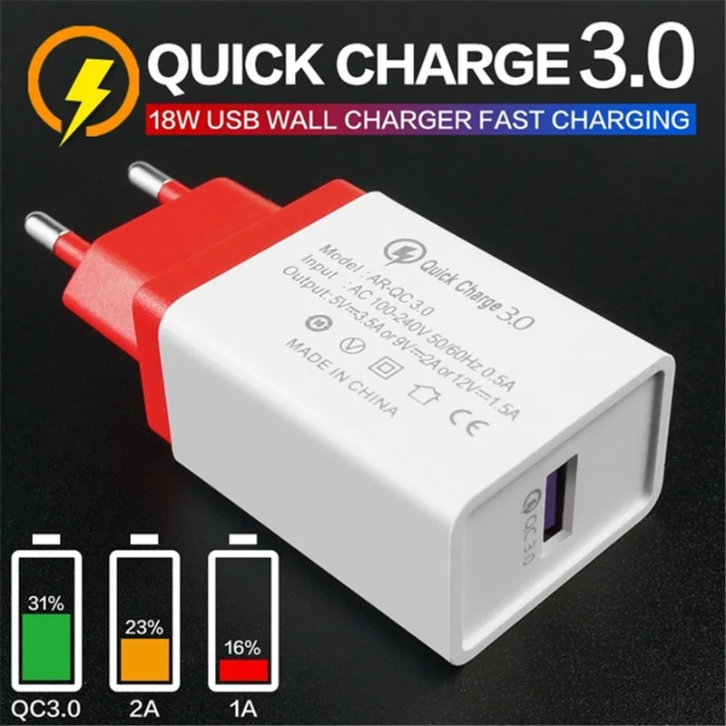 5V 3.5A Быстрая зарядка 3,0 18W USB зарядное устройство 6 цветов Быстрая зарядка мобильного телефона EU вилка настенная Зарядка для iPhone samsung huawei Xiaomi