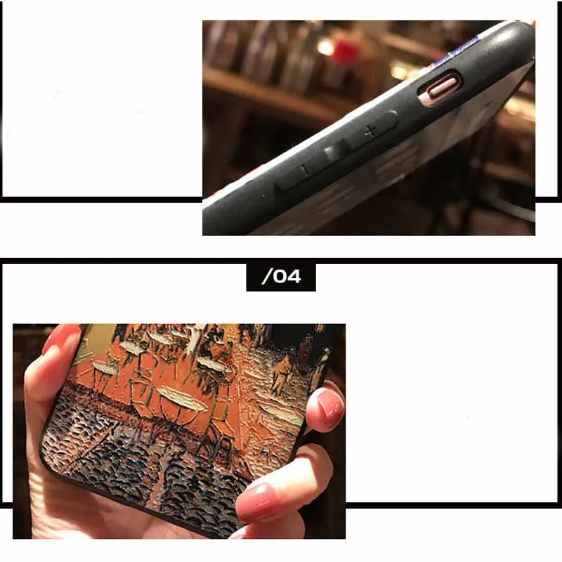 JIBAN For Samsung S10plus Cover Oil Painting Scrub 3D Painted Embossed Phone Cases XiaoMi 8 Mix2 S9plus Note8 |
