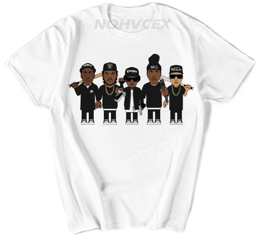 N.w. A,(Niggaz остроумие отношение) музыкальная тема хип-хоп музыкальные группы персональный узор дизайн мужская футболка с коротким рукавом NWA - Цвет: Белый