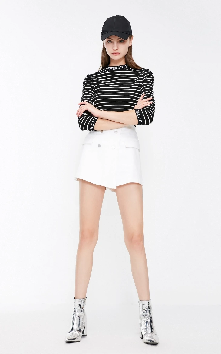 Vero Moda Новая Женская Полосатая футболка с буквенным принтом 3/4 рукавами | 318330511