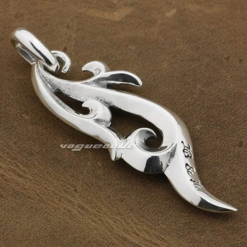 LINSION Tribal Curl лезвие для татуажа Surf 925 пробы Серебряная Мужская Байкерская подвеска