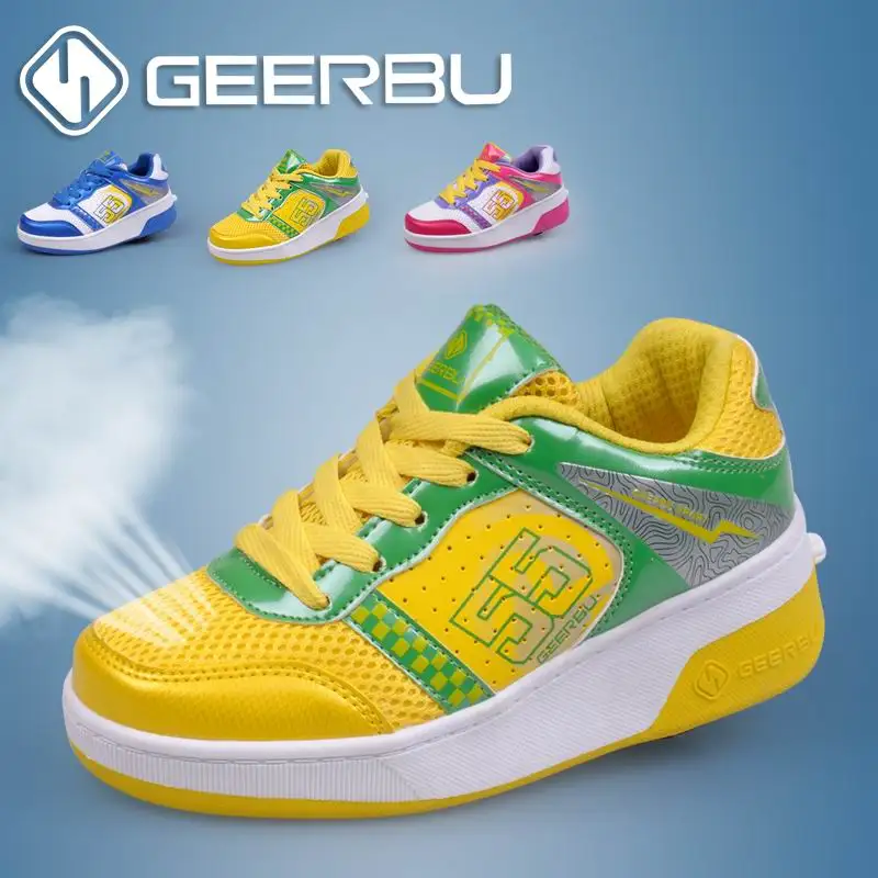 New Wheels Shoes Fashion Children Net Fabric Breathable Girls Roller Boys Automatic Skates Kids Sneakers | Детская одежда и обувь