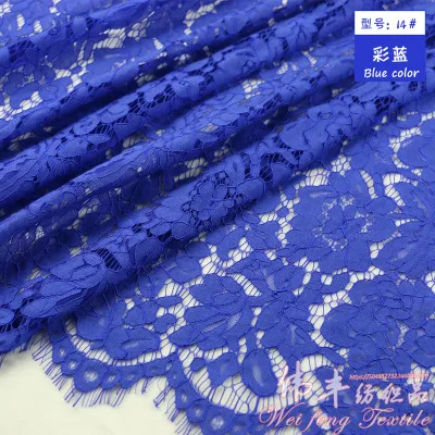 14 Sapphire blue 1,5 м* 1,5 м/шт Lash вышивка ресниц кружевная ткань хлопок шнур французская кружевная ткань гипюр нигерийское Африканское кружево свадебное платье - Цвет: 14 Sapphire blue