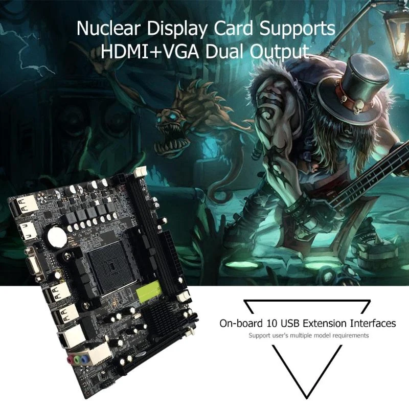 Материнская плата для компьютера Amd A55/A58 Pci E 2Xddr3 4Xsata2. 0 интерфейс Dimm Fm2/Fm2 +