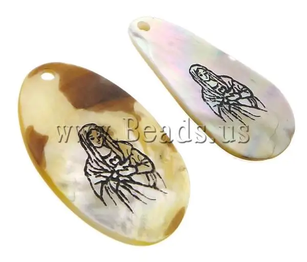 Free shipping!!!Natural White Shell Pendants innovative Teardrop brushwork white 25-28x45-46x3-2mm Hole:Approx 3mm | Украшения и