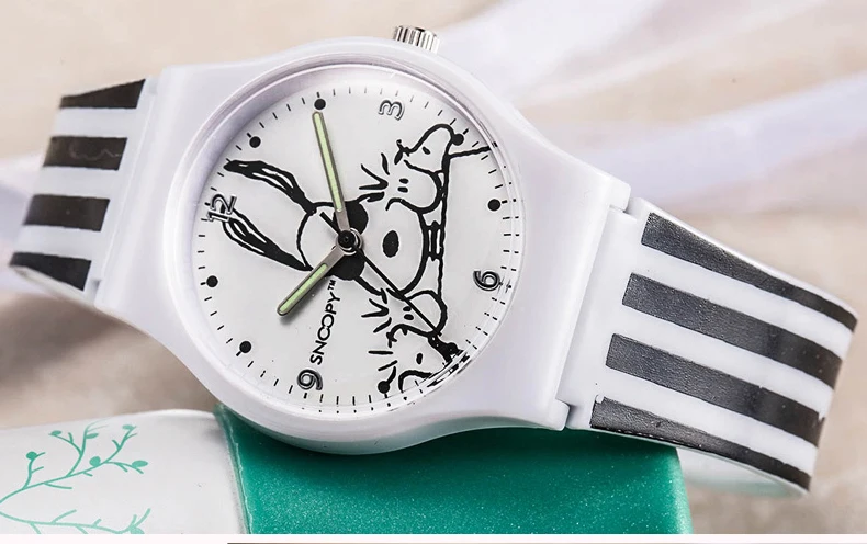 Оригинальные детские часы snoopy, модные женские часы, мужские часы, милые повседневные кварцевые наручные часы, резиновые водонепроницаемые часы snw774