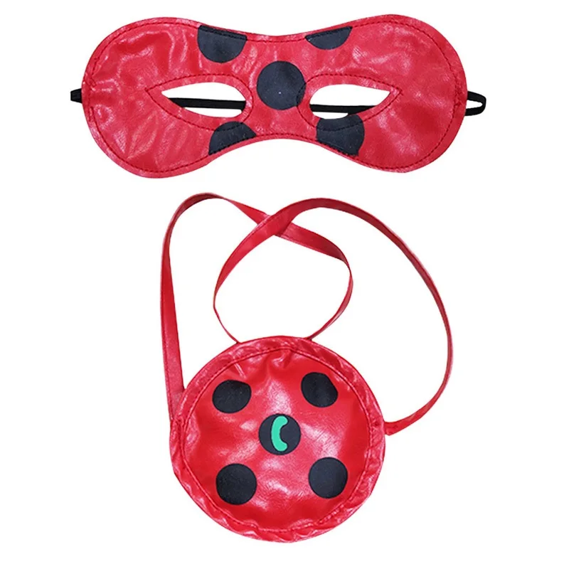 Bag and Mask Set Девушки костюм божьей коровки летнее платье дети косплей мультфильм одежда красный горошек Купальник ребенок леди жук Комбинезон Маска и парик для Сумки Необычные - Цвет: Bag and Mask Set