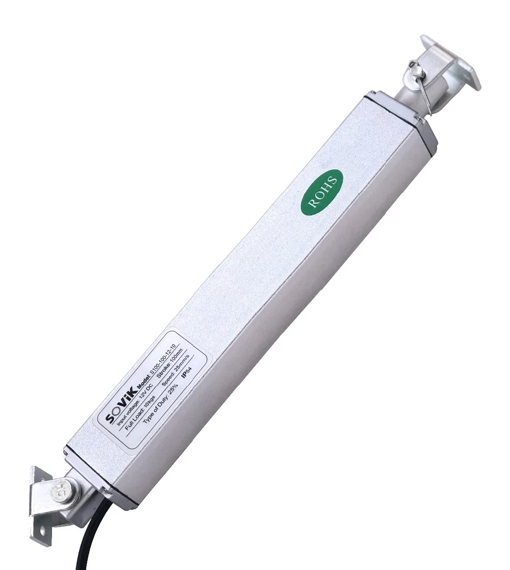 Линейный исполнительный механизм 12V 24V DC 100 мм 4 дюйма хода электродвигатель 100N Максимальная нагрузка высокого Скорость 25 мм/сек включает монтажные кронштейны