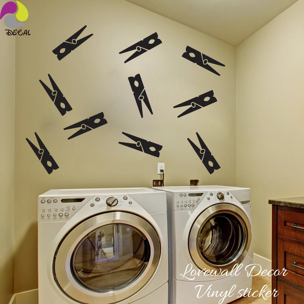

Clothespins Wall Sticker Baby Nursery Kids Room Laundry Room Wall Decal Hang Vinyl Home Shop Washroom Decor Art Mural DIY