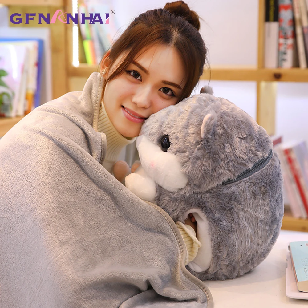 1 шт. 40 см милый 3 в 1 плюшевая игрушка для хомяка kawaii животные подушка для хомяка с одеялом куклы мягкие игрушки детские подарки на день рождения