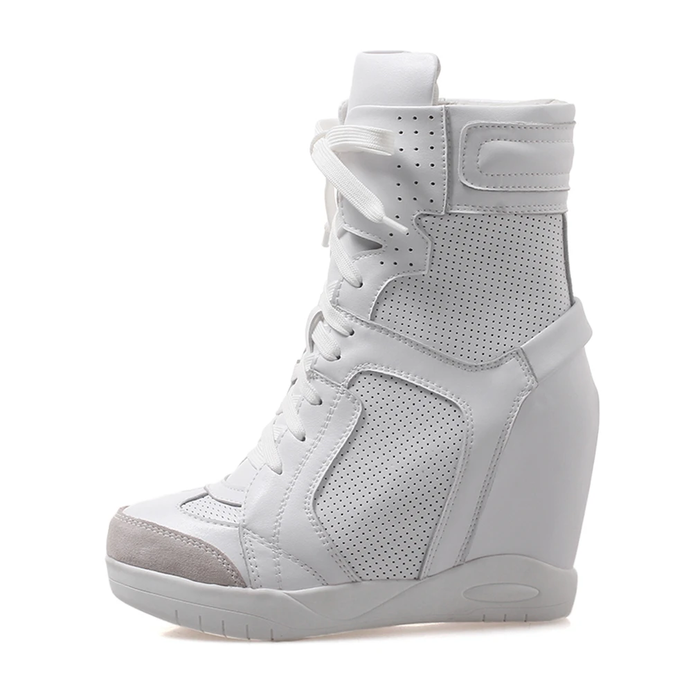 DoraTasia Brand Height Increasing Booties Ladies Genuine Leather Ankle Boots Women 2019 Female Platform High Shoes Woman 32-40