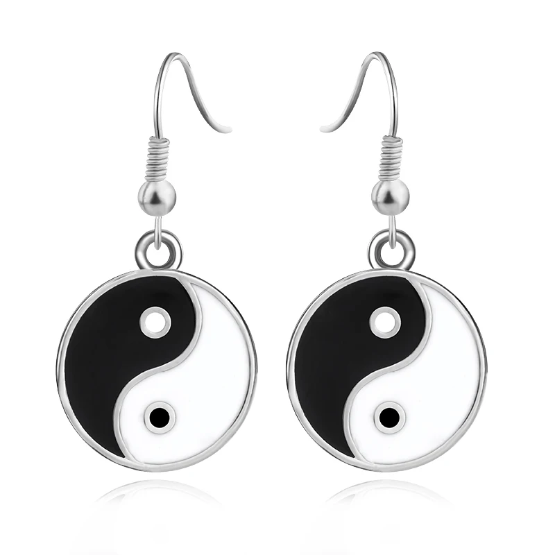 

Trendy Tai Chi Yin Yang Hook Earrings For Women BBF Charm Double Side Christmas Party Best Friend Earing Gifts Drop Shipping