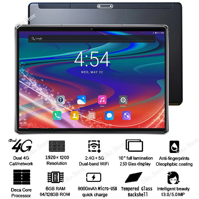 New Google DHL Free 10 inch 2.5D Glass Tablet Android 8.1 Deca Core 4G LTE 6GB RAM 128GB ROM IPS 13MP Wifi A-GPS Tablet 10 10.1