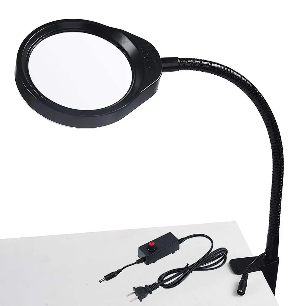 10X Clip On Desktop Illuminated Magnifier Magnifying Glass Reading Loupe Metal Hose