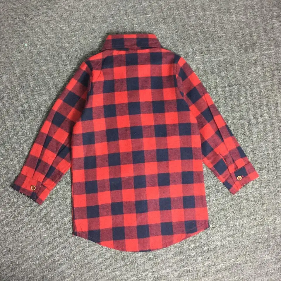 Красная клетчатая Рождественская рубашка для маленьких девочек хлопковая