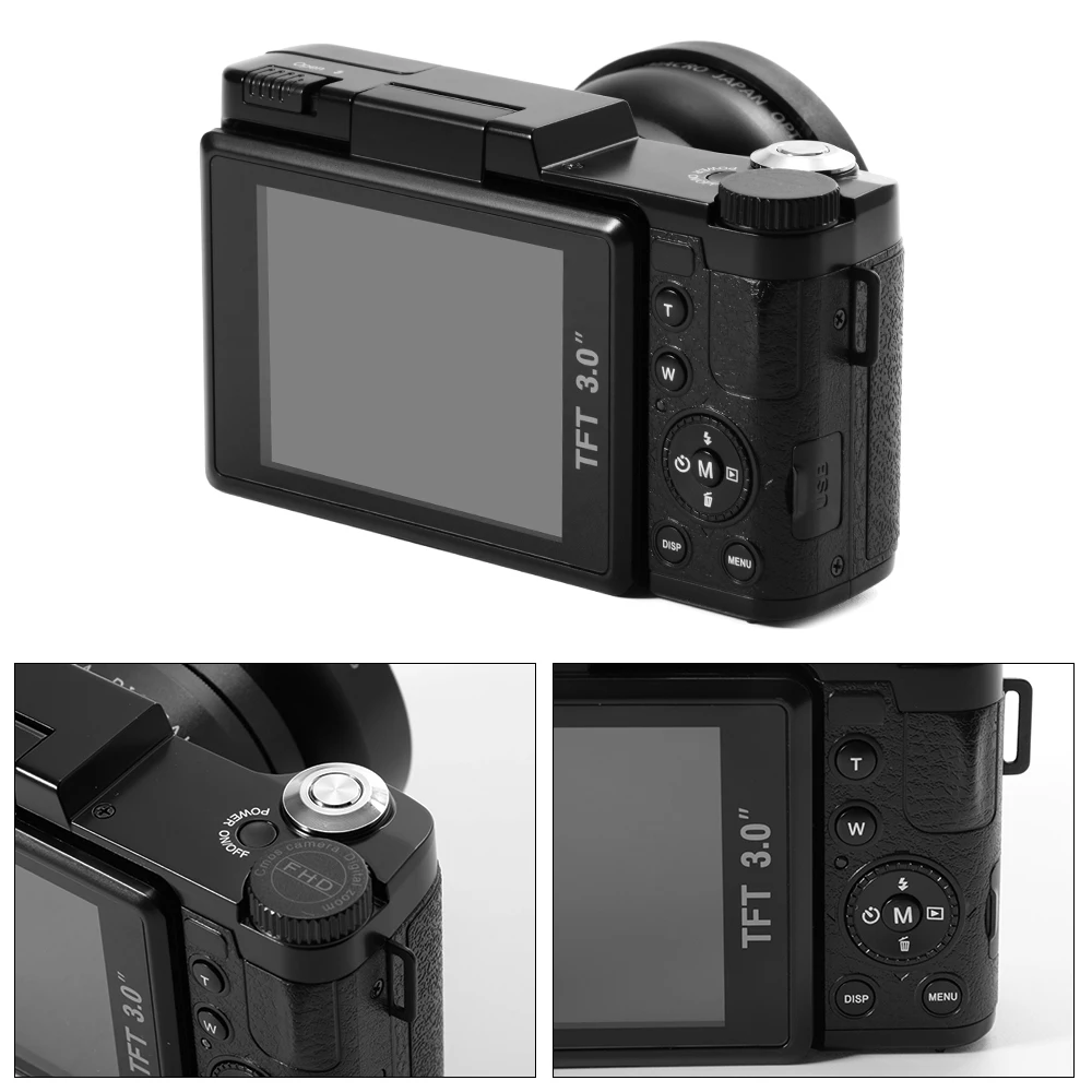 JOZQA 24MP HD полуdslr профессиональная цифровая камера s с 4x телефото рыбий глаз и