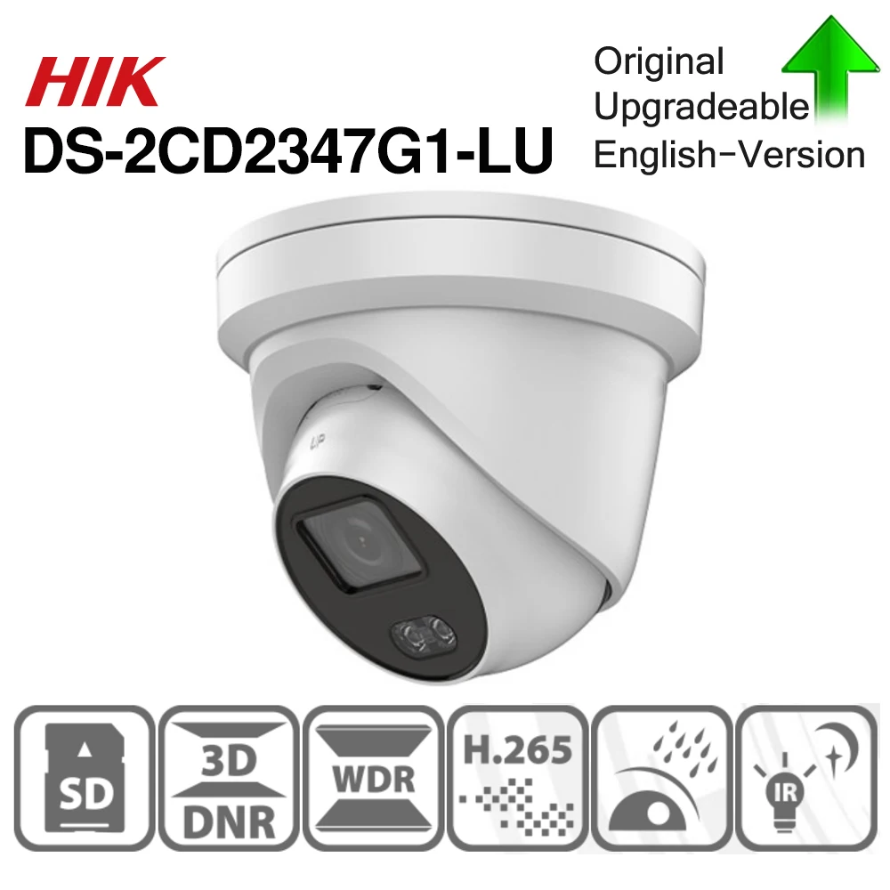 Hikvision EasyIP 4,0 ColorVu оригинальная IP камера DS-2CD2347G1-LU 4MP сетевая пуля POE ip-камера H.265 CCTV камера слот для sd-карты