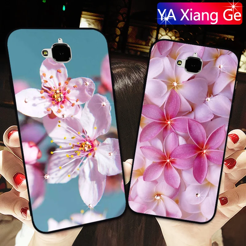 Блестящий Алмазный чехол для Huawei honor 4C 5C 6C Pro 5X 5A 6A 6X роскошный со стразами и вишней
