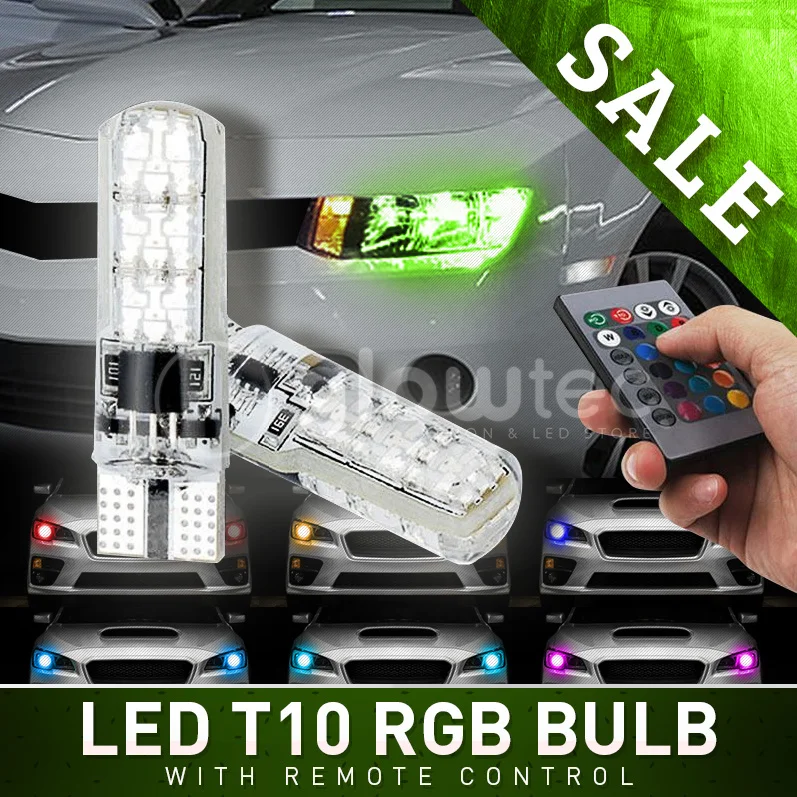 Новинка 2 шт. T10 W5W светодиодный 10 LED RGB 5050 6SMD с пультом дистанционного управления