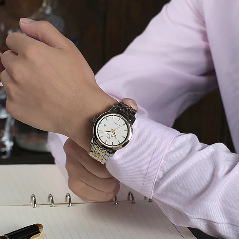 Simplified Elegant Men Business Dress Watches Brand Fashion Genuine Leather Wrist watch Mechanical Self-winding Calendar Watch | Наручные
