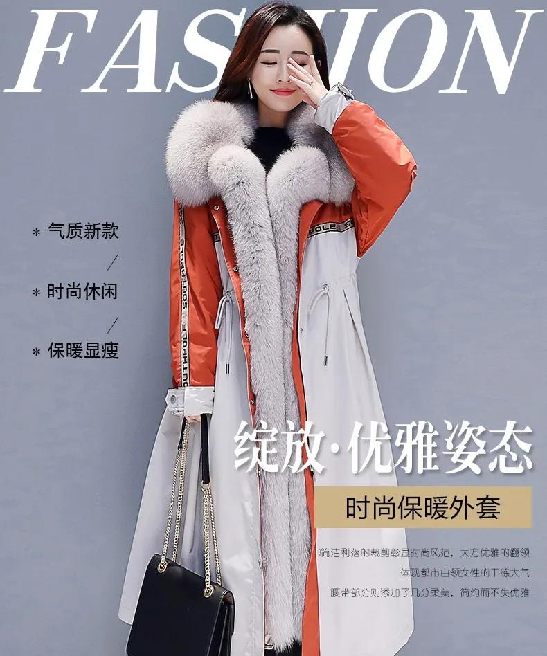 Удобное женское плотное теплое пальто с длинным рукавом, модная Джокер, куртка с хлопковой подкладкой, Зимняя женская верхняя одежда с большим меховым воротником