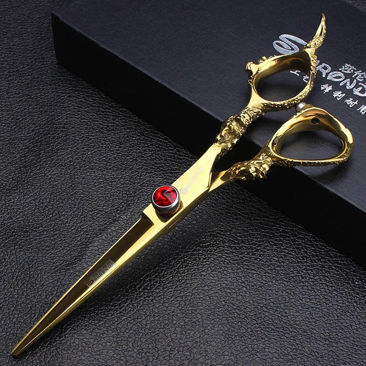 Golden cutting 6 дюймов ножницы для стрижки собак и кошек, высокое качество, японские ножницы для стрижки животных, филировочные ножницы, гравировка логотипа - Цвет: Golden cutting