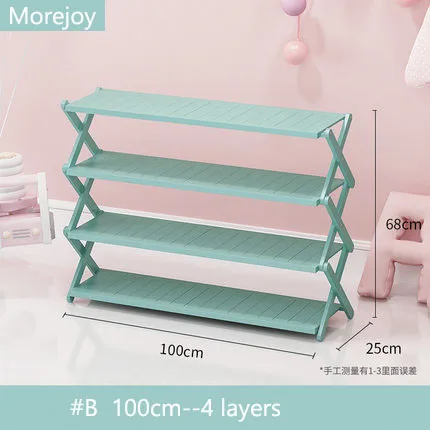 Morejoy многослойная домашняя Студенческая кровать экономичный дверной проем обувной шкаф простая Пыленепроницаемая установка Складная бамбуковая полка для обуви - Цвет: B 100cm 4 layers