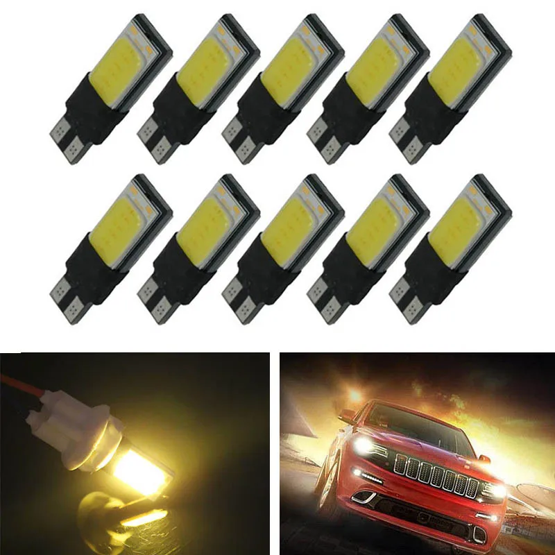 

10pcs/lots T10 W5W COB LED Canbus Car Wedge Side Signal Reading Light Yellow